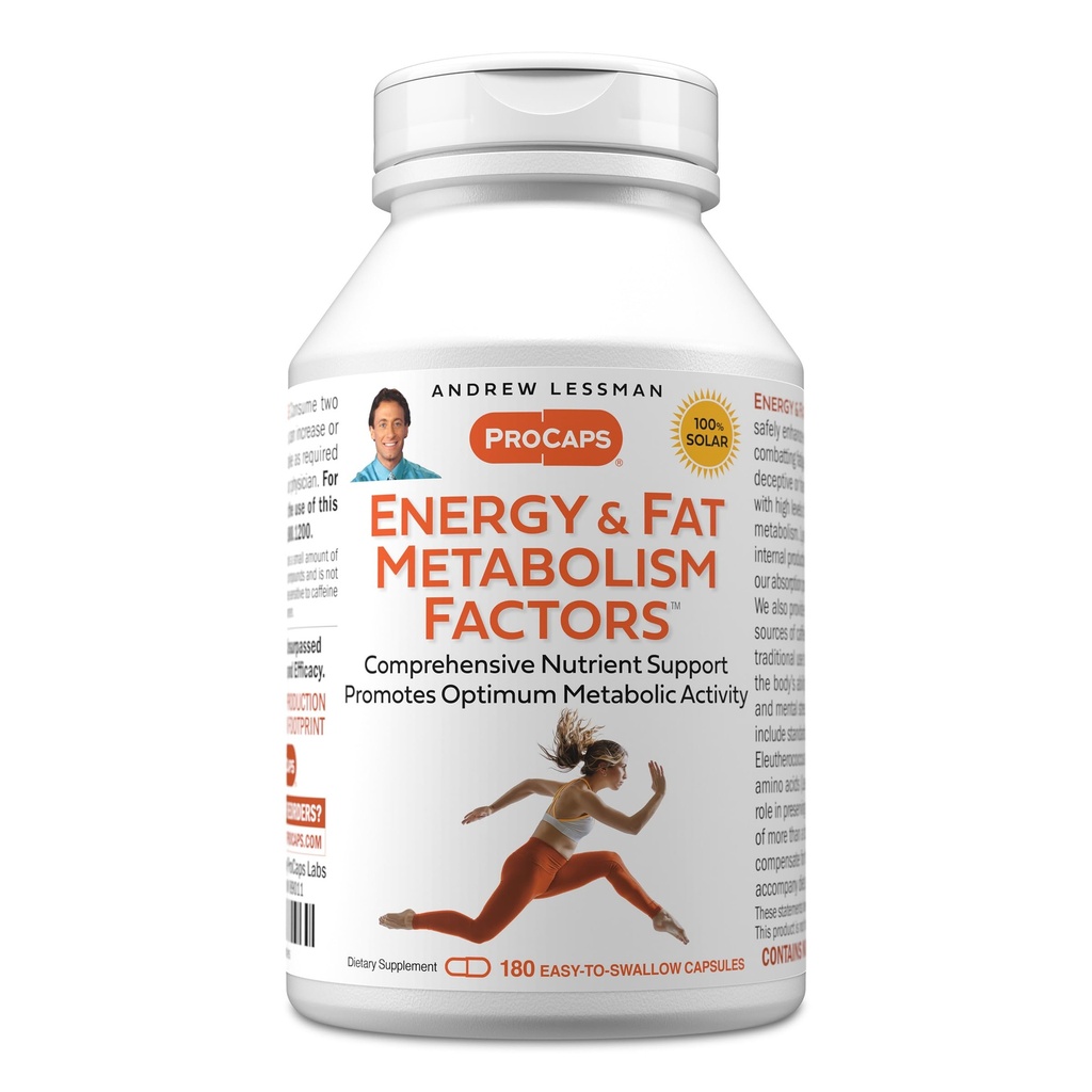 ANDREW LESSMAN אנרגיה ו- Fat Metabolism Factors 180 קפסולות - מקדם אופטימוסם שומן Burning and Energy Metabolism, עם Carnitine, Green Tea, Guarana, גינזנג, B-Complex. Easy to Swallow קפסולות