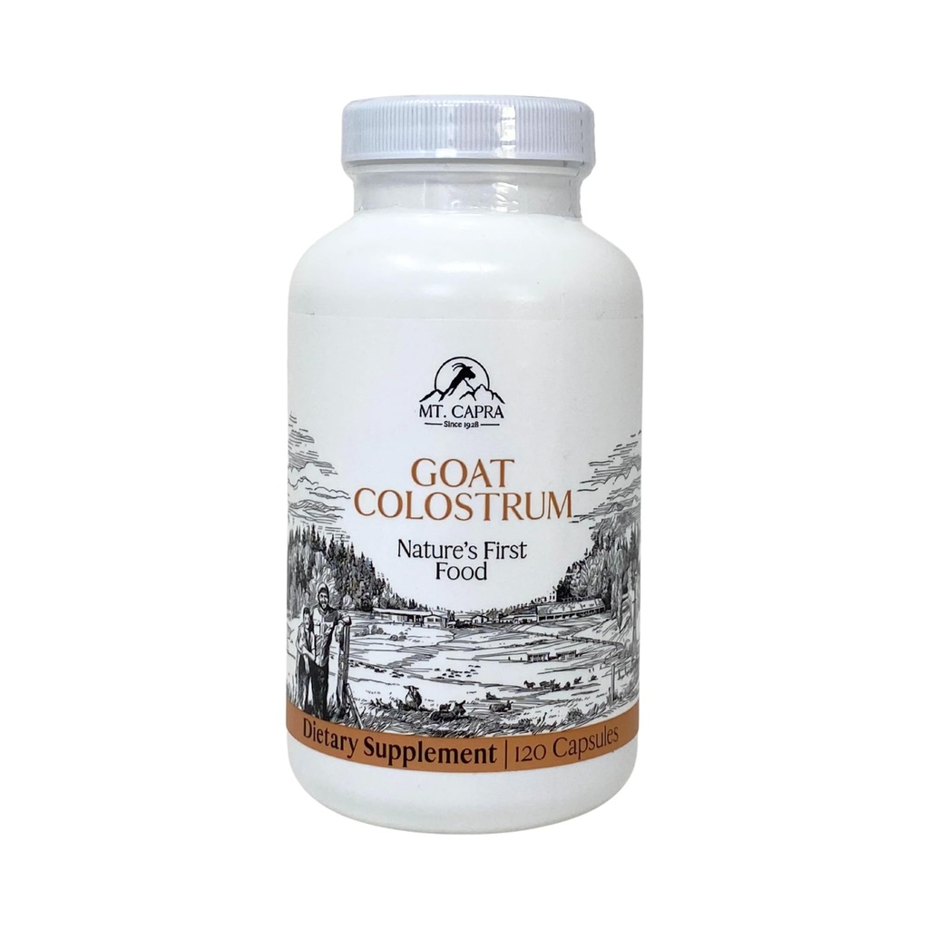Mt. Caprat Milk Colostrum | for Healthy Immune System, Gut, and אתלטיקה ביצועים | Grass-Fed, High in Immunoglobulins | 30 משרתים - 120 קפסולות