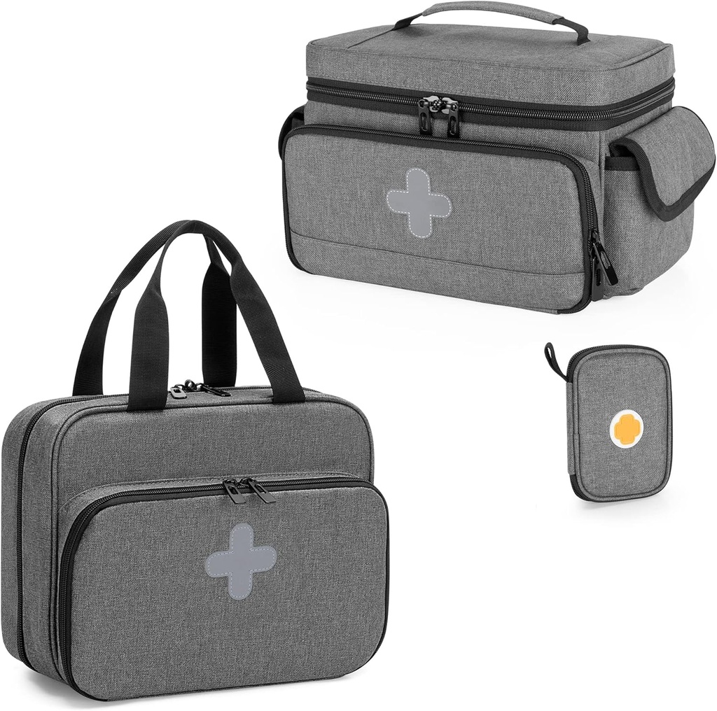 CURMIO Medicine Storage Bag Empty, Lockable Pill Bottle ארגן עם Portable Zippered Pouches for First Aid Kits, Box for Home and Travel