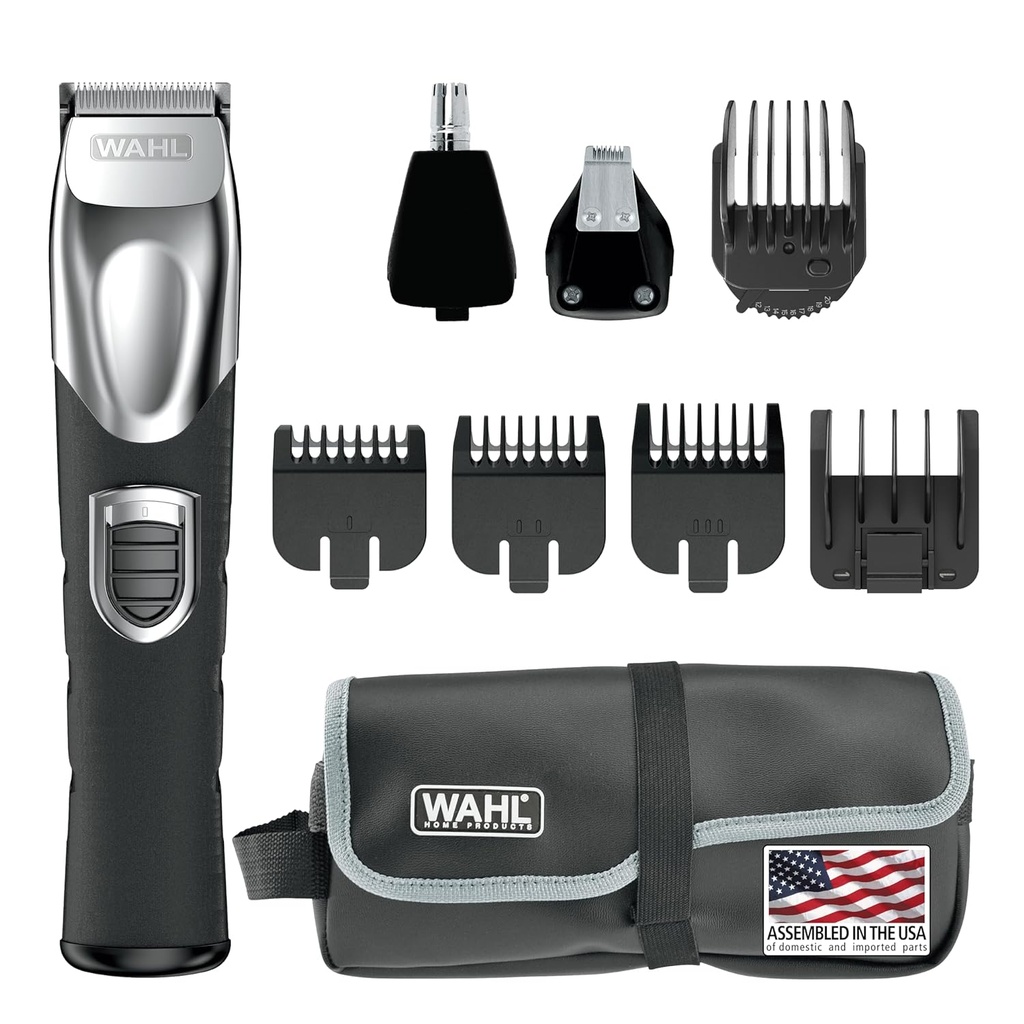 Wahl USA Rechargeable Lithium Ion All in One Beard Trimmer for Men withפרט ואוזן & Nose Hair Trimmer Attachment - מודל 9854-600B