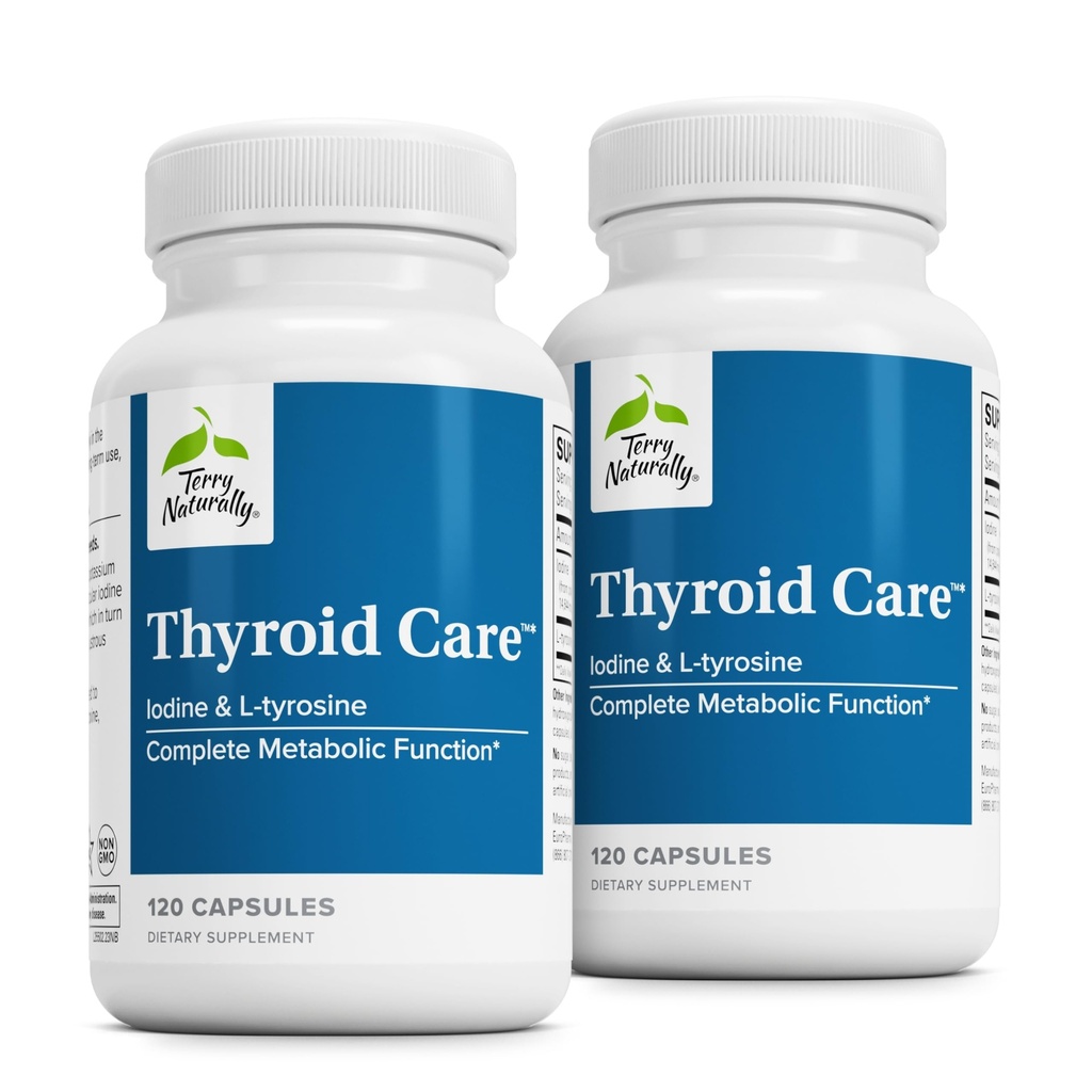טרי באופן טבעי Thyroid Care - Immune Health & אנרגיה תמיכה פורמולה - תוספת תזונתית עם Iodine עבור תמיכה בריאות Thyroid - תוספת בריאות עם L-Tyrosine - 120 קפסולות (Pack of 2)