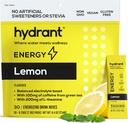 HYDRANT Energy Lemon Flavor 30 Stick Pack, Caffeine & L-Theanine Rapid hydrotion Mix, Electrolyte hydrotion אבקת Packets with Zinc