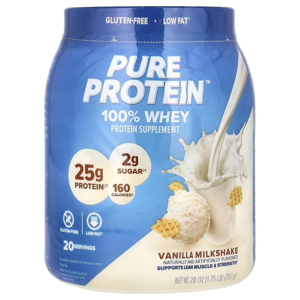 אבקת חלבון טהורה, Whey, חלבונים גבוהים, סוכר נמוך, Gluten Free, Vanilla Cream, 1.75 lbs