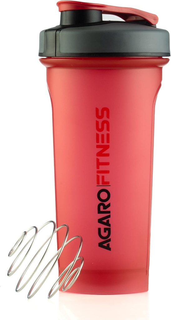 AGARO Magnum Shakerבק, 750 Ml, Steel Shaker Ball, Sipper Bottle אידיאלי עבור חלבון, BPA חינם, Leakהוכחה, Red
