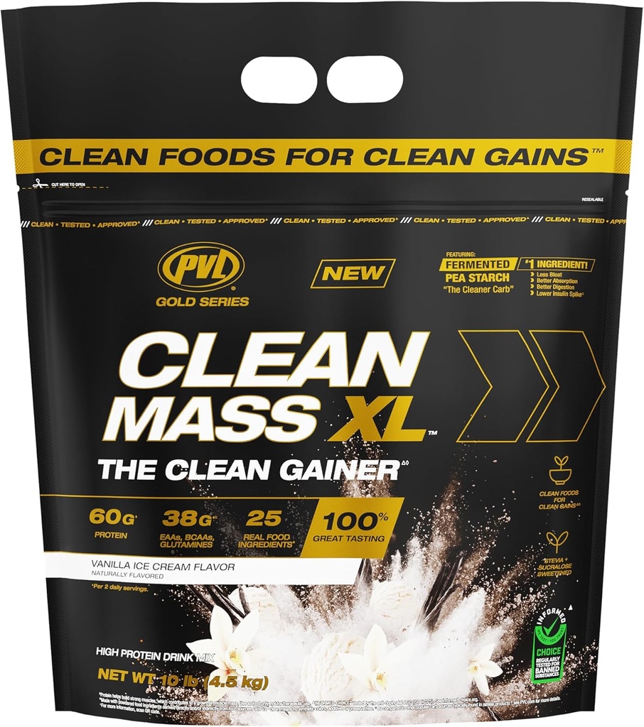 PVL Gold Series - ניקוי Mass XL - The ניקוי השרירים Mass Gainer - 10 LB - Vanilla Ice Cream