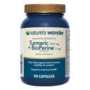 Nature's Wonder Turmeric תוסף עם BioPerine - Enhanced Absorption Turmeric Complex 500 מ"ג עם BioPerine 5 מ"ג לתפקוד משותף, ניידות, ונוחות, 90 קפסולות טורמריות