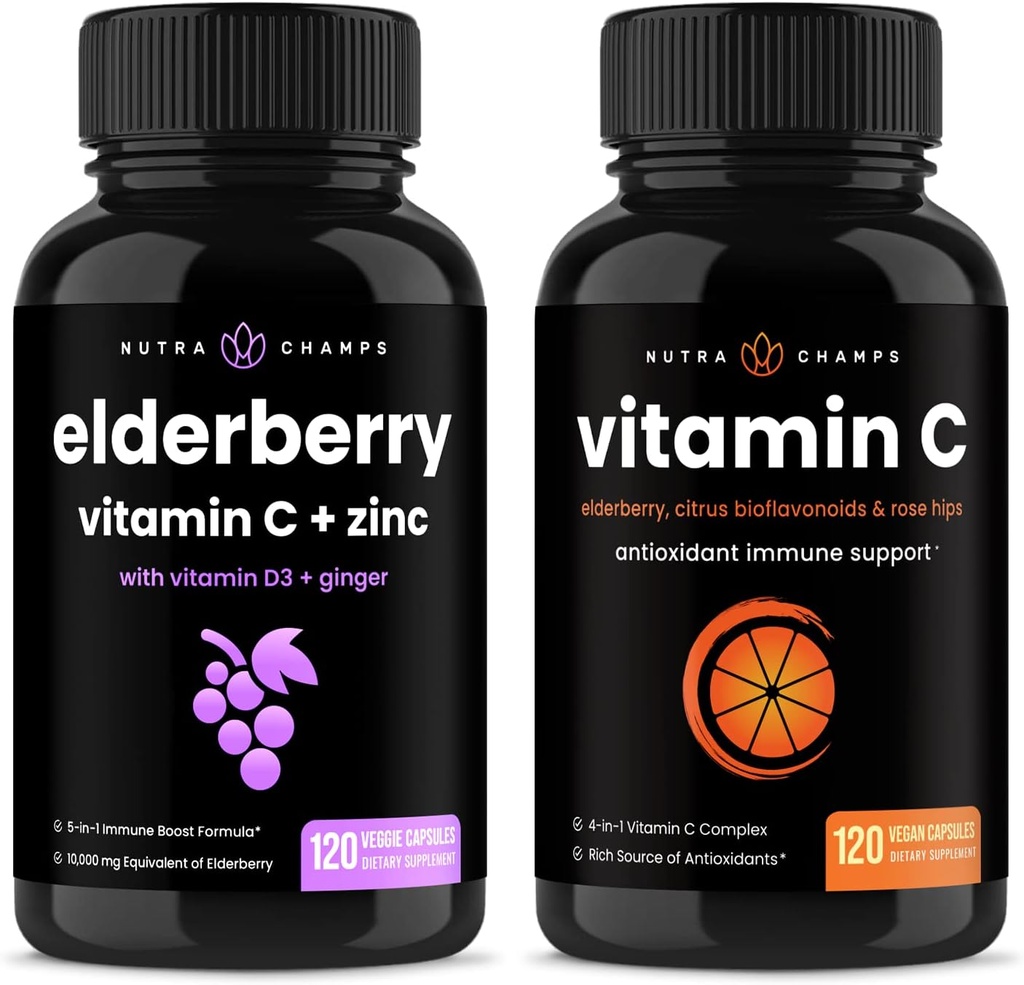 NutraChamps Elderberry ויטמין C כמוסות Bundle