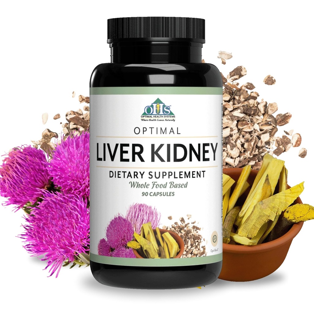 מערכות בריאות אופטימיות Liver/Kidney | Detox &נקיה | Milk Thistle, Dandelion, Barberry, מולאס + Opti-Blend Enmes for Absorption | 90 קפסולות
