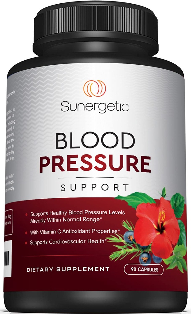 Premium Blood Pressure Support Supplement for Cardiovascular & Heart Health with Garlic, הות'ורן והיביסקוס (90 קפסולות)