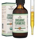 כורכום Turmeric Curcumin עם Black Pepper Drops - תוספת אורגנית Turmeric טיפות 1,180 מ"ג - 2FL OZ, 60 משרתים (עם Black Pepper Seed, ג'ינג'ר, רוזמרי, וחכמים) לתמיכה משותפת על ידי Double Wood
