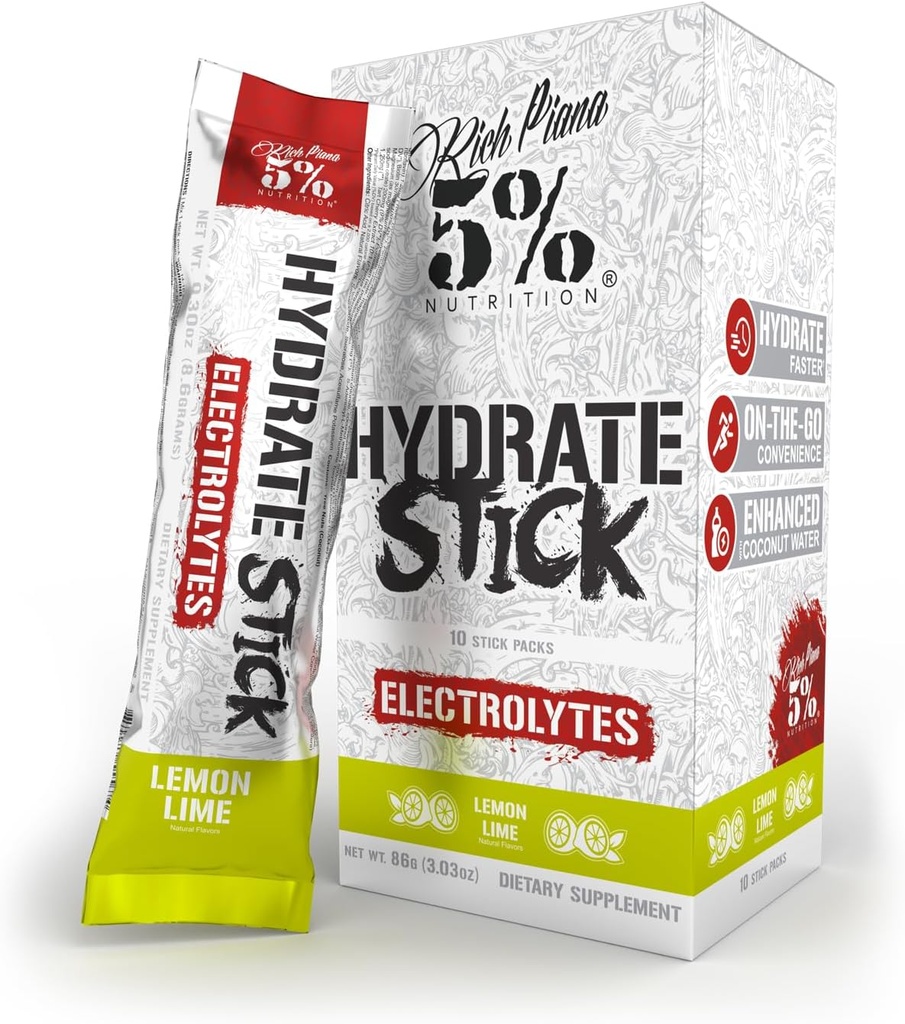 5% תזונה hydrote Stick hydrotion Packets | Sport Electrolyte אבקת Mixets with קוקוס מים (Lemon Lime) (10 Count)