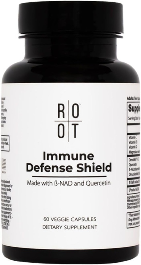 Root Wellness Immune תומך תוספת עם ויטמין D C K2, Quercetin ו- Trace מינרלים מ אגם מלח גדול, תוסף Enzymes NAD למבוגרים, 60 קפסולות