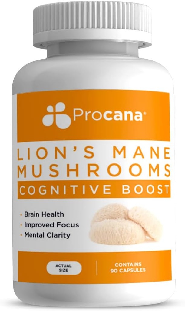 Lions Mane Mushroom קפסולות (Extraחוזק 1,500 מ"ג / שימור) עבור בריאות המוח, בהירות נפשית, זיכרון וריכוז. 45,000 מ"ג לבקבוק 90ct