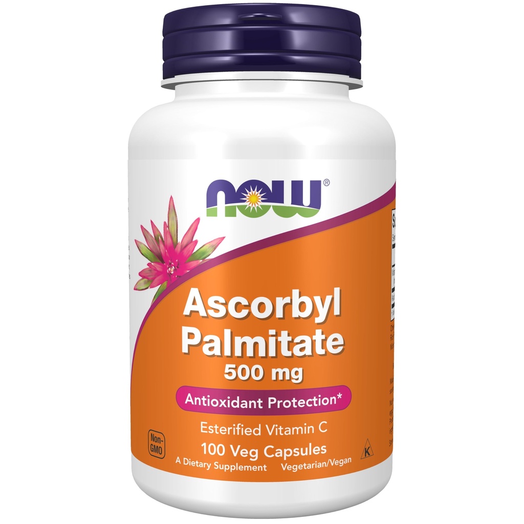 עכשיו תוספים, Ascorbyl Palmitate 500 מ"ג, ויטמין C, Antioxidant Protection *, 100 כמוסות Veg