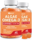 אומגה 3 חניכיים טבעוניות, Algae אומגה 3 3 תוסף DHA 240 מ"ג, EPA 110 מ"ג W/Vitamin B12, CoQ10, Fish Oil Alternative for Adults - Brain, Bone, Eye & Immunity Support