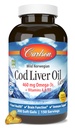 קרלסון - Cod Liver Oil, 460 מ"ג אומגה 3s + ויטמינים A & D3, Wild-Caught Norwegian Arctic Cod-Liver Oil, Sustainably Sourced Nordic Fish שמן קפסולות, לימון, 300 Softgels