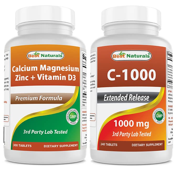 Best Naturals Cal Mag Zinc עם ויטמין D3 & ויטמין C 1000 מ"ג