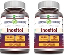 תוספת מדהימה של Inositol תוסף | 500 Mg Per Serve | 100 קפסולות | Non-GMO | Gluten Free | Made in USA | Pack of 2