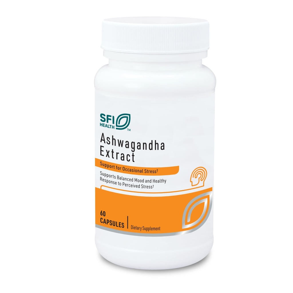 SFI Health Klaire Labs Ashwagandha לחלץ 300mg - Ashwagandha תוסף לקידום זיכרון, תפקוד קוגניטיבי ותגובה ללחץ בריא - Hypoallergenic Ashwagan Ashwagandha Root Extract (60 קפסולות)