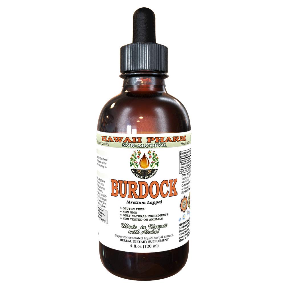 Burdock אלכוהול חינם לחלץ, אורגני Burdock (Arctium Lappa) Dried Root Glycerite הוואי Pharm טבעי צמחי 4 oz