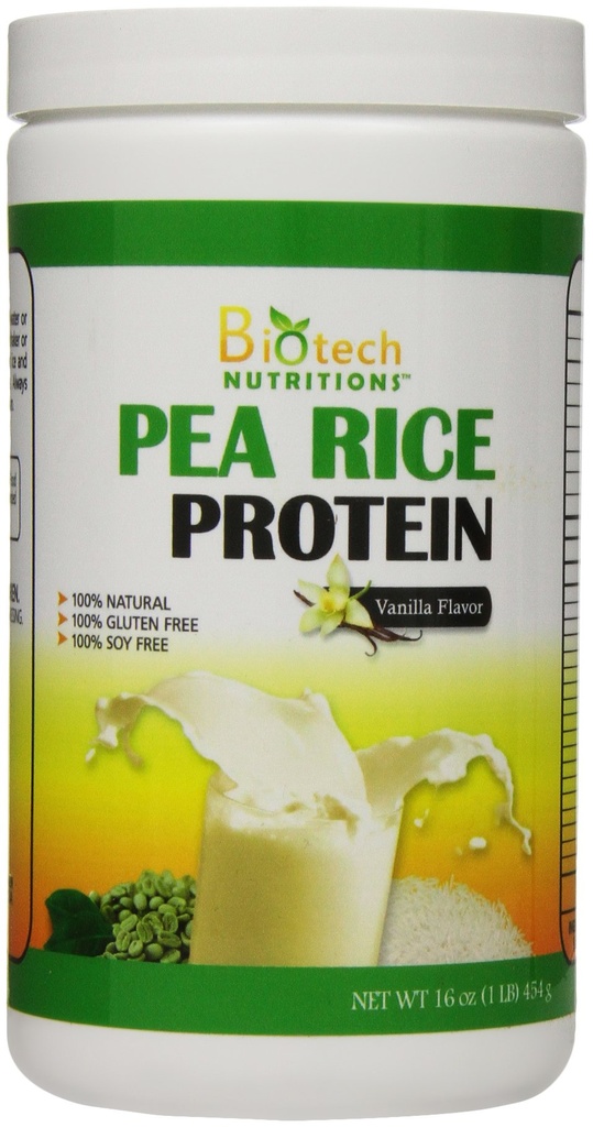 חלבון טהור non-GMO Pea Rice, Vanilla, 16 Ounce