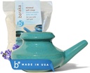 ברקה Neti Pot Tool Kit - Snoring & Saline פתרון, Handrated Ceramic Dishwasher בטוח עם 2oz מינרל ים מלח עבור Nose ניקוי & Sinus Rinse Perfect for Allergy Relief in Adults & Kids (Jade)