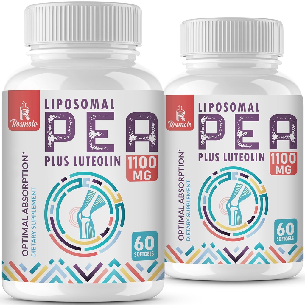 Liposomal Palmitoylethanolamide 1000 מ"ג + Luteolin 100 מ"ג, Micronized Pea 99% גבוה Purified - Enhanced Absorption ו Bioavailability, 120 Softgels