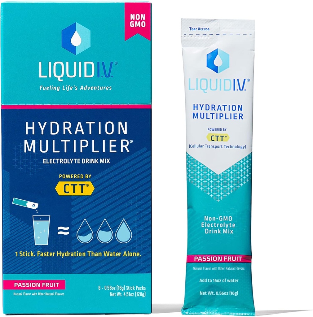 נוזל I.V. hydrotion Multiplier Drink Mix - Passion Fruit (8 Stick Packs)