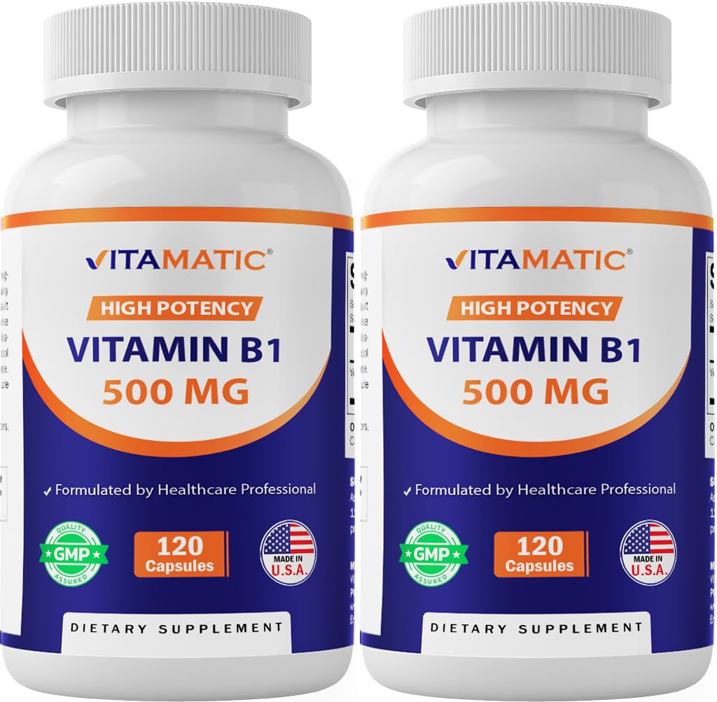 ויטמין B1 (Thiamine) 500 מ"ג - 2 Pack (120 קפסולות Total)