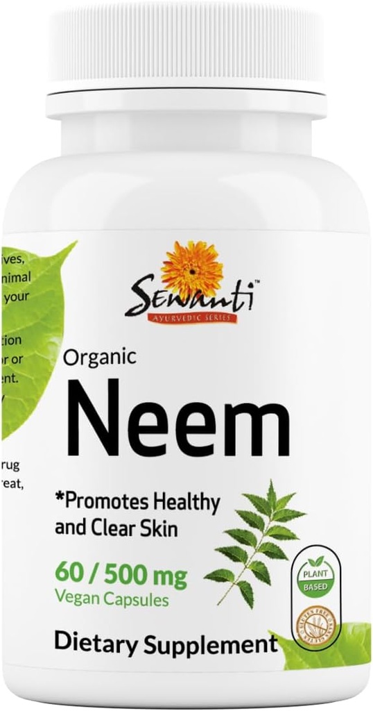 Sewanti Neem כמוסות - High Potency Extraction, Herbal תוסף for Skin Health & Immune Support - Digests 500 מ"ג