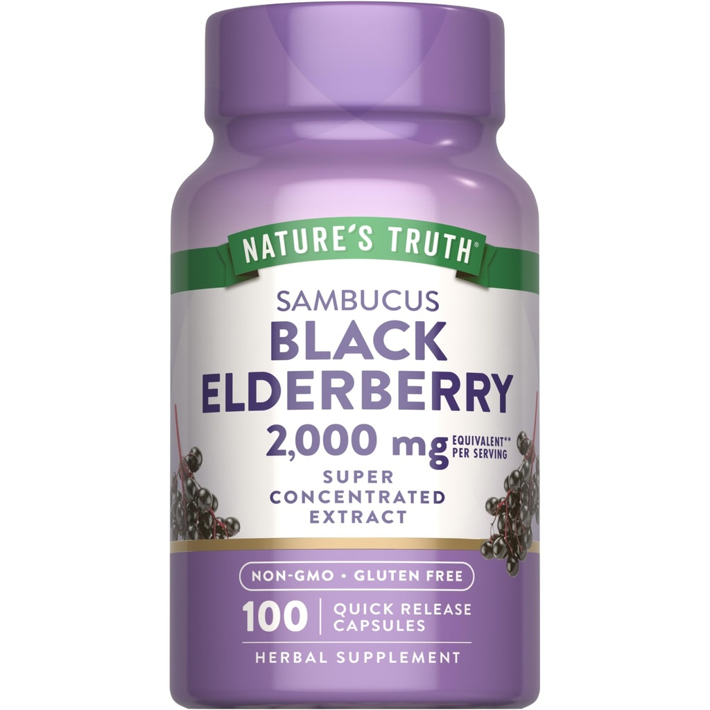האמת של הטבע Black Elderberry קפסולות | 100 Count | Super Concentrated Sambucus Extract
