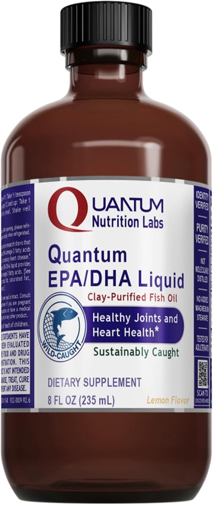 Quantum Nutrition Labs EPA / DHA נוזלי - אומגה 3 שמן דגים נוזלי, אומגה 3 שמן שמן דגים נוזלי למבוגרים, משותף, לב ותמיכה בריאות המוח - 8 Fl Ozבק