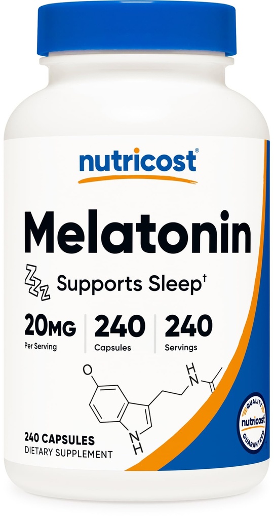 Melatonin 20mg, 240 קפסולות, non-GMO & Gluten חינם