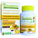 כורכום כורכום תוספת כוח עם ג'ינג'ר ו-95% Curcuminoids & Black Pepper לחלץ עבור יתרונות מקסימליים. כל אי-GMO טבעי לא אבקת אורז No Silica- 90 Veg Cap