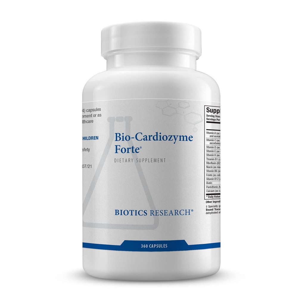 Biotics Research Bio Cardiozyme Forte Healthy Heart Multivitamin, Broad Spectrum פורמולה המיועדת לתמוך ב- Cardiovascular Health and Function, תמיכה ב- 360 קפסולות