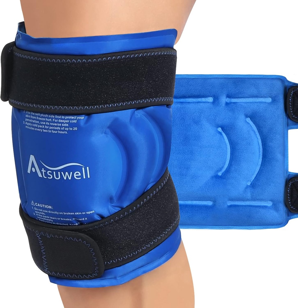 Atsuwell Ice Pack for Knees, Reusable Gel Ice Wraps for Knee, Cold Compress Cold Pack for Knees, Elbow, Shin, 1 Pack