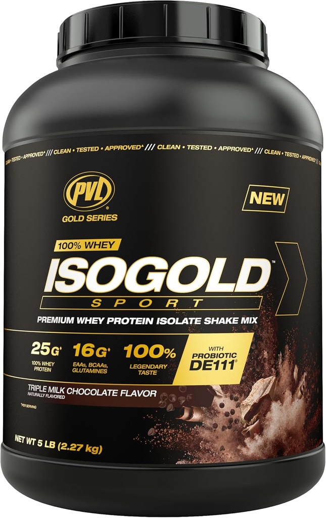 PVL Gold Series - 100% Whey ISOGOLD Sport - Premium Whey Protein Isolate Shake Mix - 5 LB - משולש שוקולד
