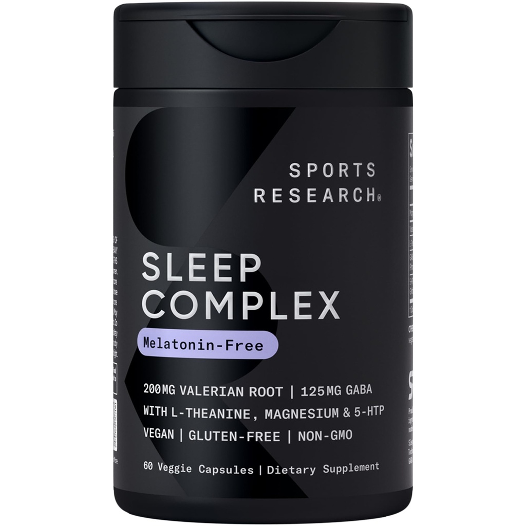 ספורט מחקר ® Sleep Complex- Melatonin-Free קפסולות - עם Valan Root, GABA, L-theanine, Magnesium & 5-HTP - 30 משרתים