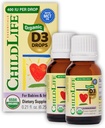 CHILDLIFE ESSENTIALS אורגני ויטמין D3 טיפות עבור תינוקות ותינוקות - Baby ויטמין D Drops, 400 IU per Liquid Drop, Immune & Bone Health Support, USDA אורגני, פלמורless - 0.21 Fl Oz (2 Pack)