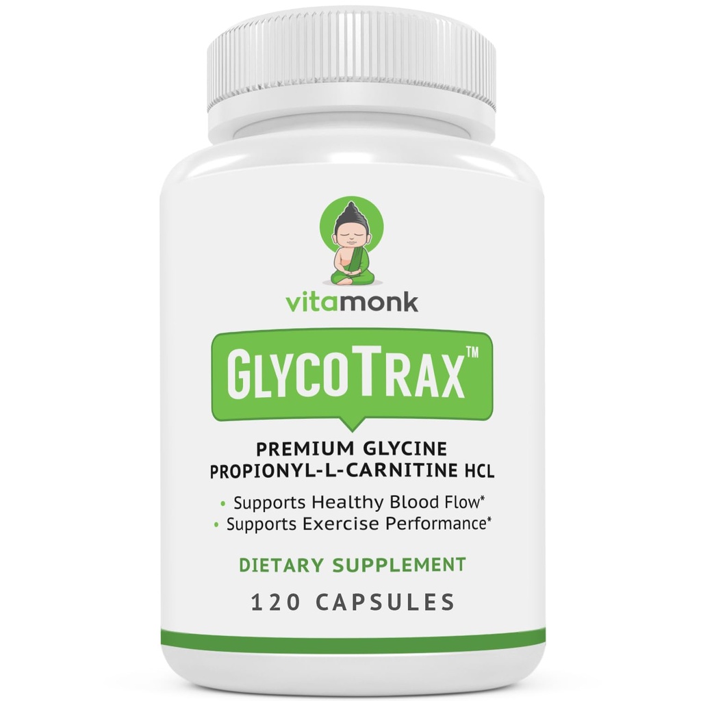 VitaMonk GlycoTraxTM GPLC אקסטרה בקבוק גדול - 120 קפסולות של High-Absorption Glycine Propionyl-L-Carnitine עם No A מלאכותי Fillers - Glycine Propionyl L Carnitine