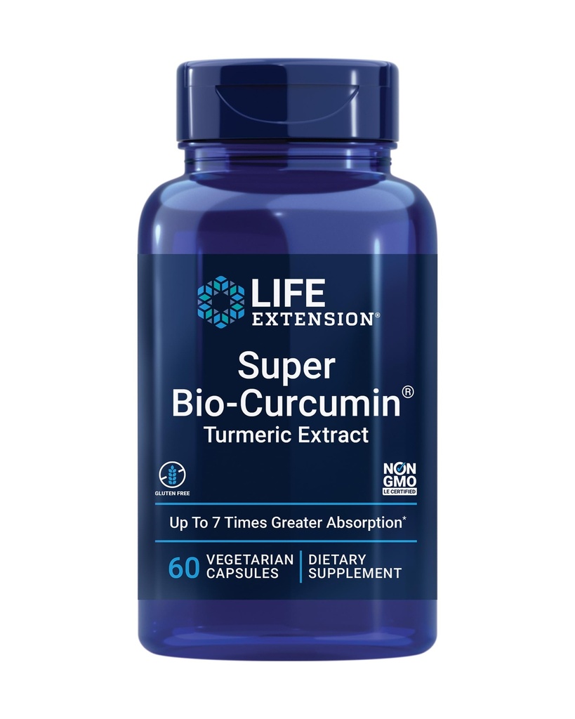 Life Extension Super Bio-Curcumin Turmeric Extraction - Highly-Absorbable Curcumin for Whole-Body Health Support - Gluten-Free, non-GMO, Vegetarian - 60 קפסולות צמחוניות