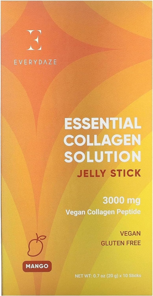 AllDAZE Essential Collagen Solution Jelly Stick | קולג'ן פפטיד | מנגו | 10 Packs | שיער, עור, ציפורניים, יופי, עצמות | ויטמינים, מינרלים, נוגדי חמצון לגברים ונשים