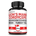 Satoomi 10in1 Cordyceps Mushroom - מעורב עם Lions Mane, טורקיה Tail Mushroom, Reishi Mushroom & אחרים - 90 קפסולות עבור 90 לשרת אספקה