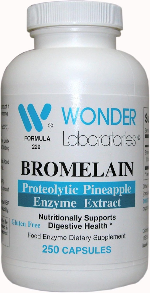 Wonder Labs Bromelain 2000 150 מ"ג, Proteolytic Pineapple Enzyme Extract, תמיכה תזונתית בריאות העיכול - 250 קפסולות