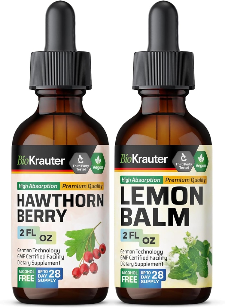 BIO KRAU HTERhorn Tincture 2 Fl. Oz. & Lemon Balm Tincture 2 Fl. Oz.