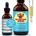 My Spectrum Heroes Calm & Focus תוספים - תמיכה במוח עם L-theanine, GABA, Huperzine A - Enhance Focus for Kids or Adults - Boost Concentration for Kids & Teens - 2.02 FL oz.