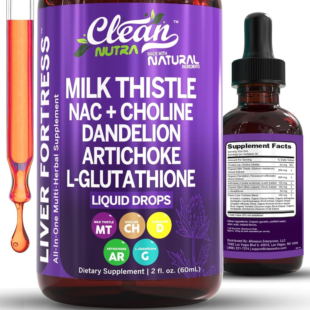 ניקוי Nutraceuticals Milk Thistle NAC Liverse Detox &תיקון תוספי Liver תמיכה נוזל טיפות עם Ddelion Extract, Artichoke, Chanca Piedra, Choline, L-Glutathione, Burdock, Schisandratz, Schisandradock, Schisandradock, Chaca Piedra