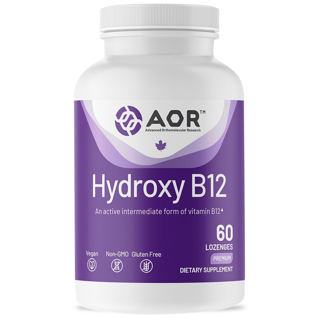 AOR, Hydroxy B12, תומך Cardiovascular Health, פונקציונליות עצבית ו Detoxification, תוסף תזונתי, טבעוני, 60 מנות (60 כיכרות)