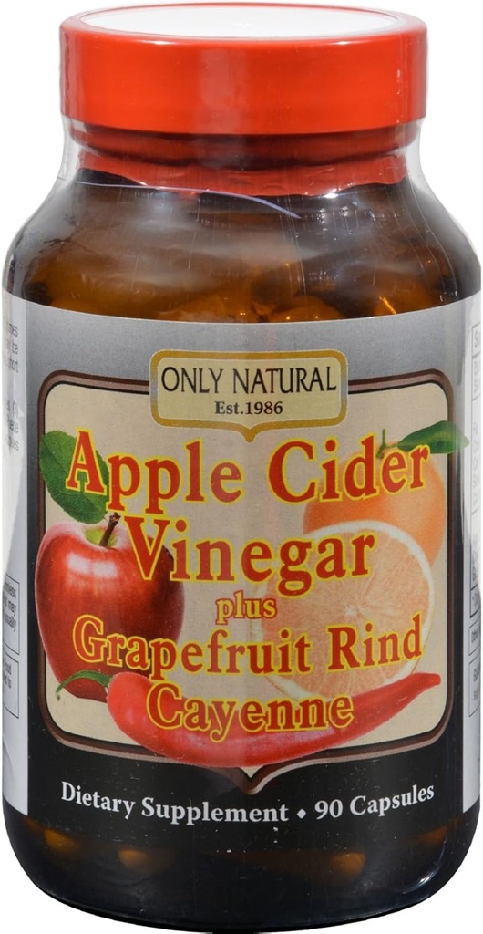רק Apple Cider Vinegar Plus Grapeפרי רין קייאן קפסולות, 90-Count