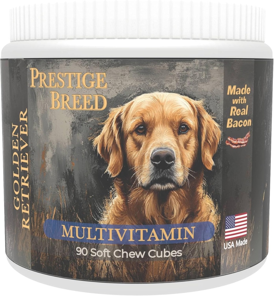 Multivitamins, Balanced Nutrition for Your Golden Retriever, 90 Count, Made in the USA with Real Bacon